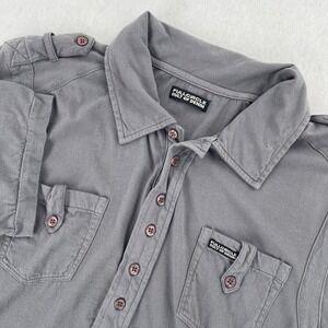 Full Circle Cult Of Denim Polo Shirt Mens M Grunge Emo Goth Style Back Print